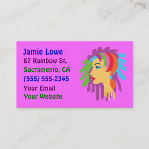 Rainbow Hair Girl Art Business Cards