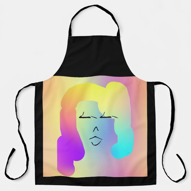 Rainbow Hair Kitchen Chef Baker Black  Apron (Front)