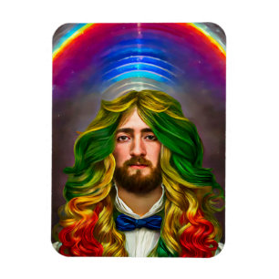 Rainbow Hair Man Of Love Fantasy surreal LGBTQ Art Magnet