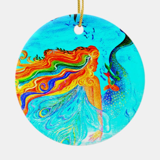 rainbow hair mermaid ornament (Front)