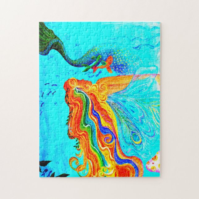 rainbow hair mermaid puzzle (Vertical)