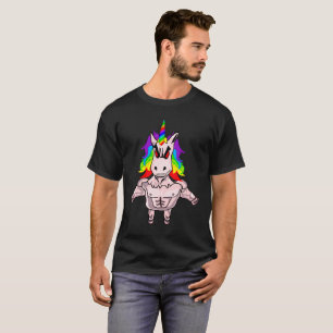 Rainbow Hair Muscular Unicorn Body Building T-Shirt
