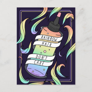 Rainbow Hair Pastel Dye Bottle Dark Girly Postcard