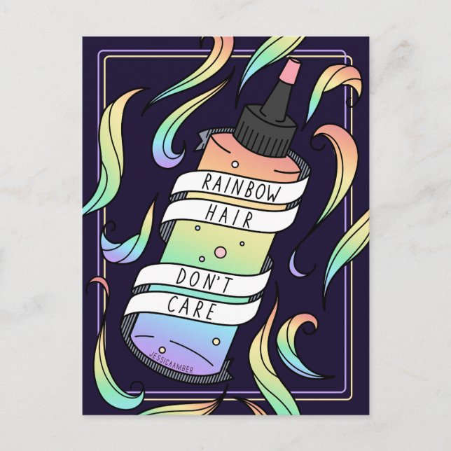 Rainbow Hair Pastel Dye Bottle Dark Girly Postcard (Front)