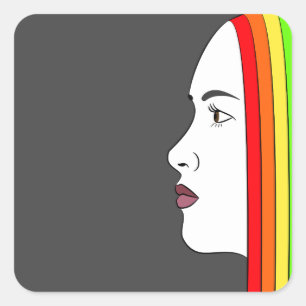 Rainbow Hair Square Sticker