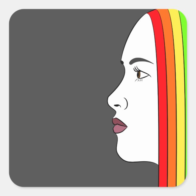 Rainbow Hair Square Sticker (Front)