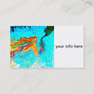 rainbow haired mermaid business card