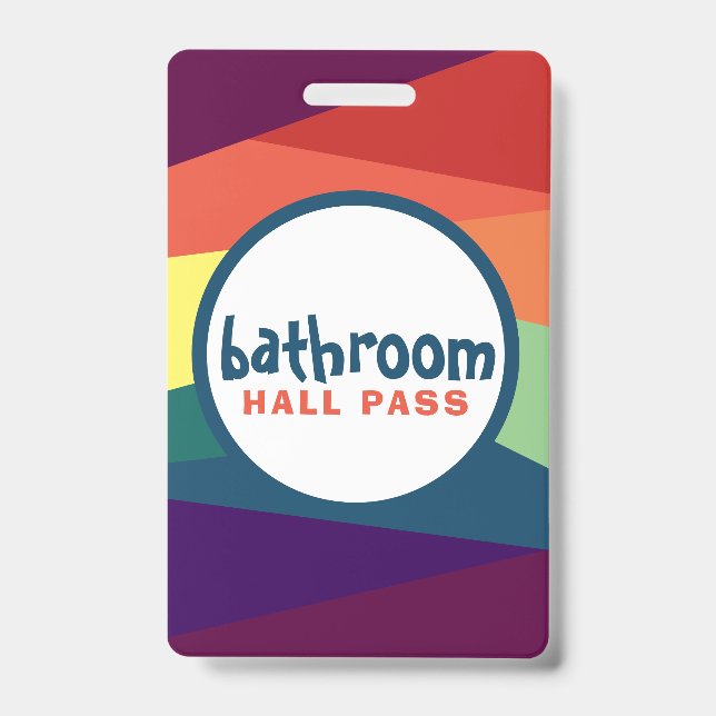Rainbow Hall Passes for School Teachers ID Badge (Front)