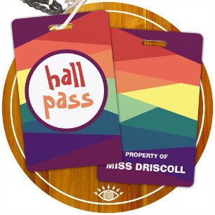 Rainbow Hall Passes for School Teachers ID Badge