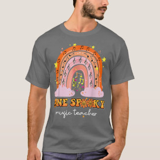 Rainbow Halloween One Spooky Music Teacher Retro T-Shirt