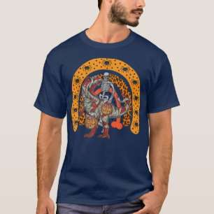Rainbow Halloween Skeleton Riding Mummy Dinosaur T T-Shirt