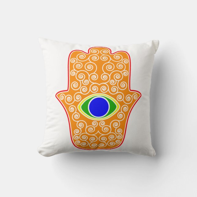 Rainbow Hamsa-Hand of Miriam-Hand of Fatima.png Cushion (Front)