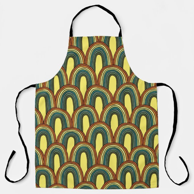 Rainbow Hand-Drawn: Vintage Seamless Charm. Apron (Front)