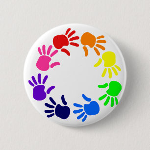 Rainbow Hand Print Button