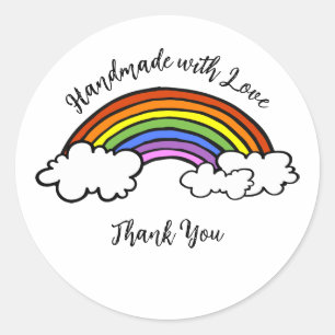 Rainbow Handmade with Love  Round Sticker
