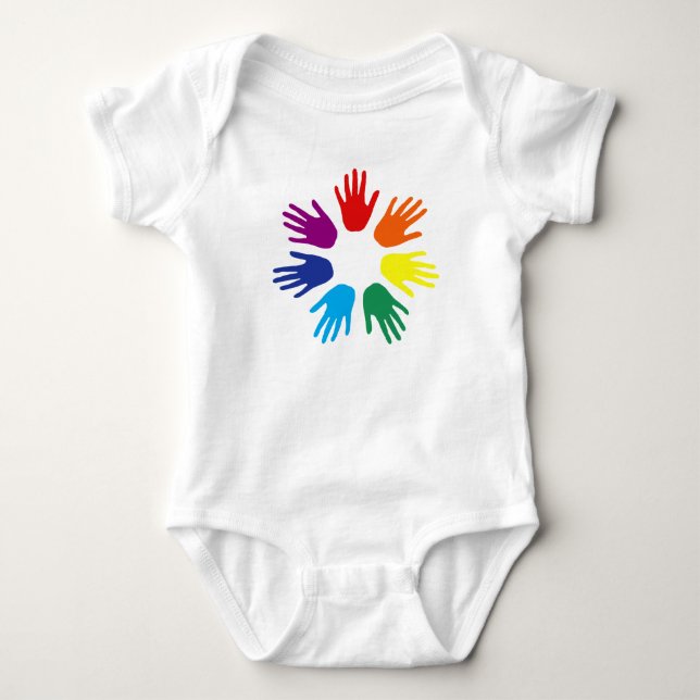 Rainbow hands baby bodysuit (Front)
