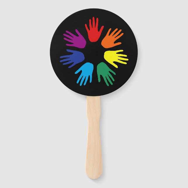 Rainbow hands hand fan (Front)
