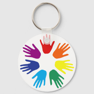 Rainbow hands key ring