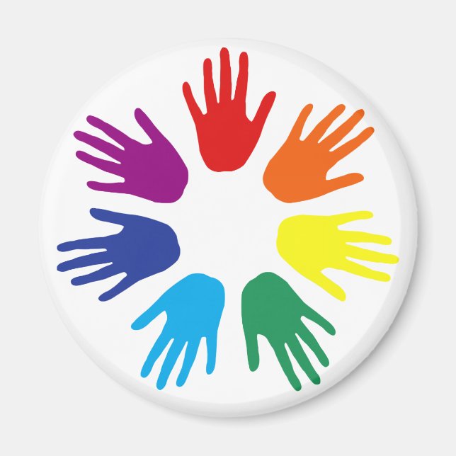 Rainbow hands magnet (Front)