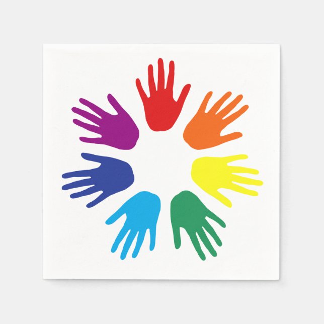 Rainbow hands napkin (Front)