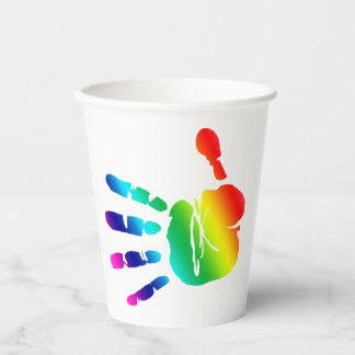 Rainbow hands paper cups