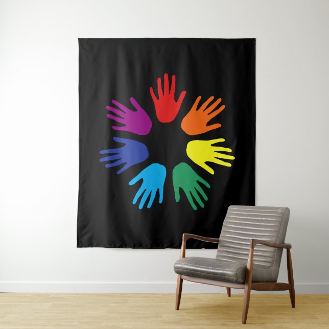Rainbow hands tapestry (In Situ)