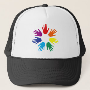 Rainbow hands trucker hat