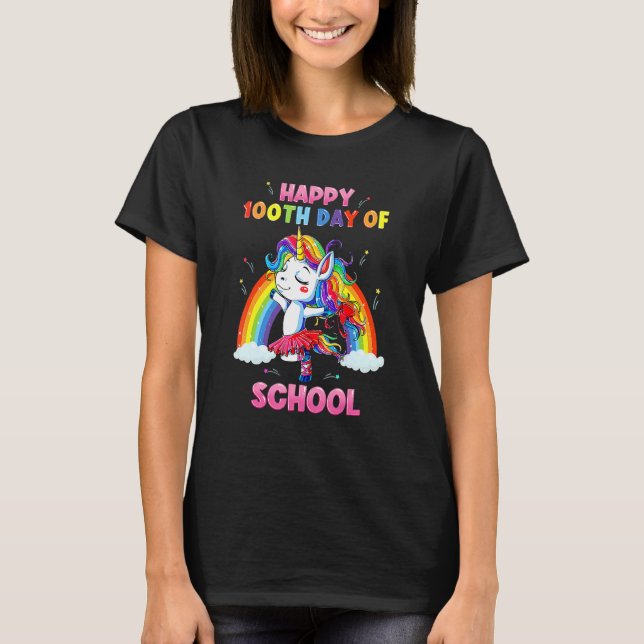 Rainbow Happy 100th Day Of School Teacher & Studen T-Shirt (Front)