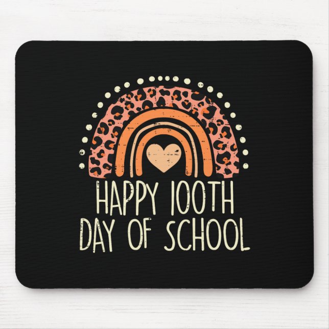 Rainbow Happy 100th Day School Cute 100 Days Teach Mouse Mat (Front)