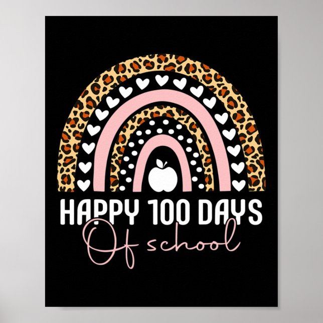 Rainbow Happy 100th Day School Cute 100 Days Teach Poster (Front)