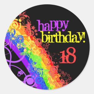 Rainbow happy 18th birthday sticker