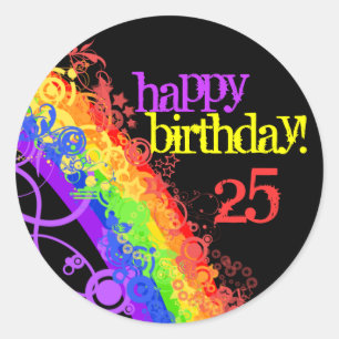 Rainbow happy 25th birthday sticker