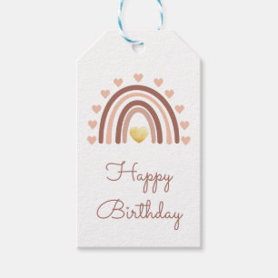 Rainbow Happy Birthday Blush Pink Gift Tags