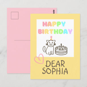 Rainbow Happy Birthday Cat Postcard