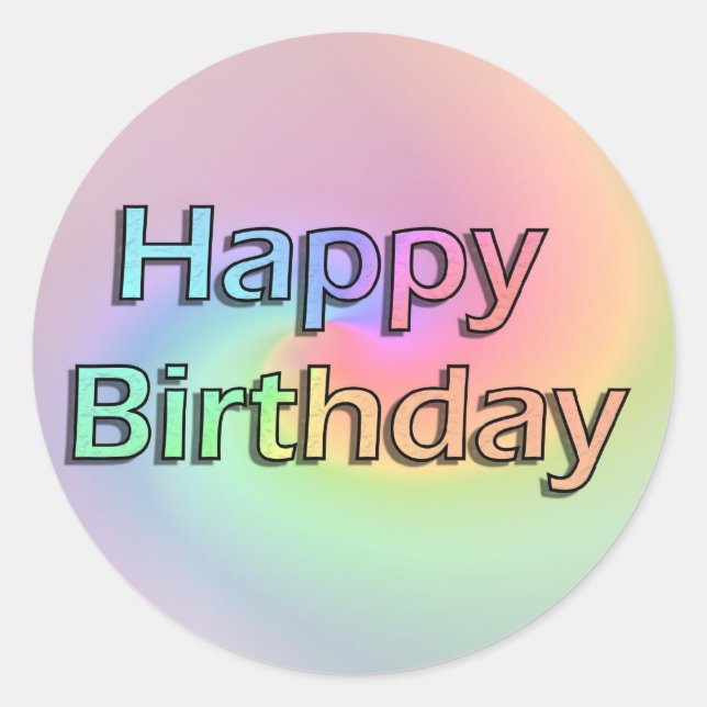 Rainbow Happy Birthday Classic Round Sticker (Front)