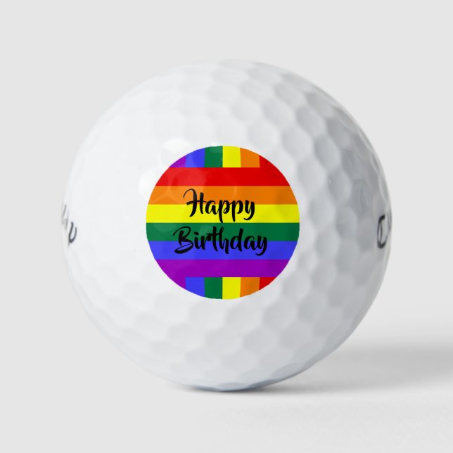 #rainbow happy birthday golf balls (Front)