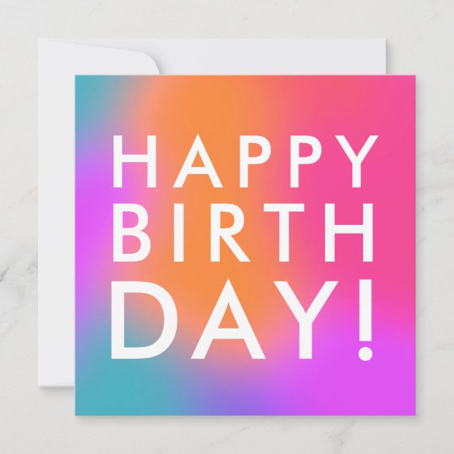 Rainbow Happy Birthday Modern Simple Holiday Card (Front)