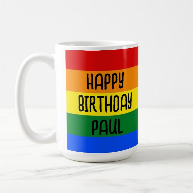 Rainbow Happy Birthday mug cup (Left)