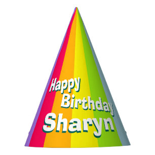 Rainbow happy birthday personalised name hat