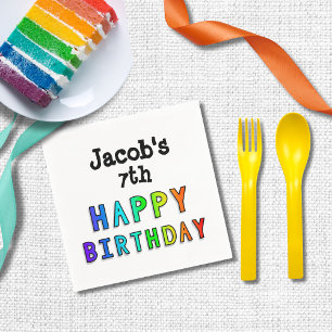 Rainbow Happy Birthday Personalised Napkin