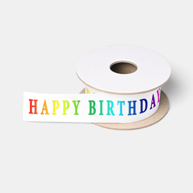Rainbow Happy birthday Satin Ribbon (Spool)