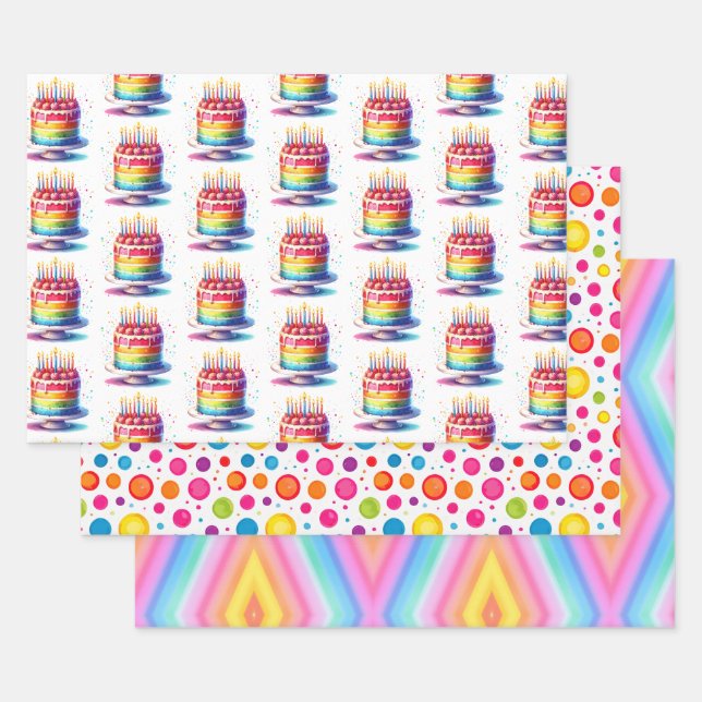 Rainbow Happy Birthday Wrapping Paper Sheet (Set)
