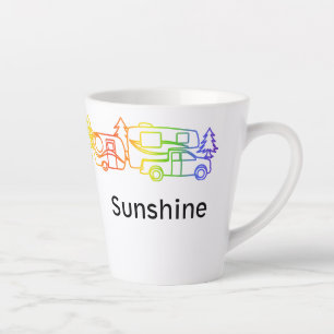 Rainbow Happy Campers Personalised Latte Mug