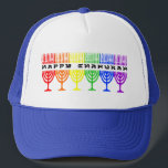 Rainbow Happy Chanukah Hats<br><div class="desc">Happy Chanukah in a line of rainbow chanukiot (menorahs). A Jewish holiday design for Chanukah.</div>