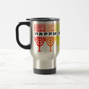 Rainbow Happy Chanukah Travel Mugs