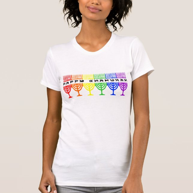 Rainbow Happy Chanukah Women's Shirts (Front)