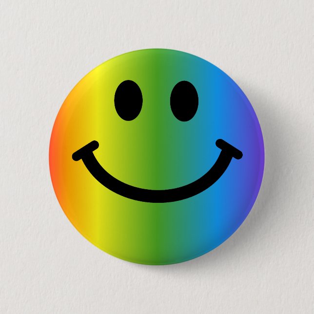 Rainbow Happy Face 6 Cm Round Badge (Front)
