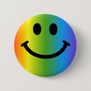 Rainbow Happy Face 6 Cm Round Badge