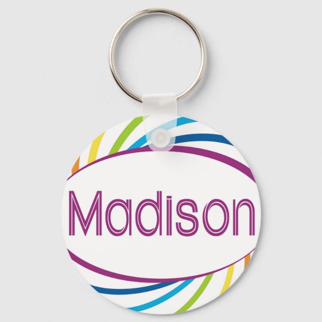 Rainbow happy frame Madison Key Ring (Front)