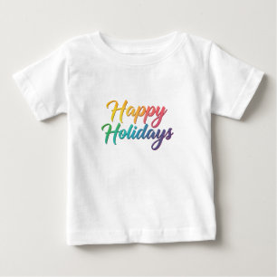 Rainbow Happy Holidays Text Graphic Baby T-Shirt